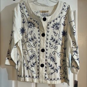 Women embroidery white formal dinner jacket New